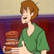 Shaggy settles in for a snack in a vintage episode of Scooby-Doo, Where Are You?